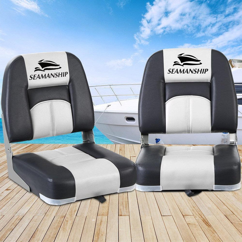 Seamanship 2X Folding Boat Seats Seat Marine Seating Set Swivels All Weather - John Cootes