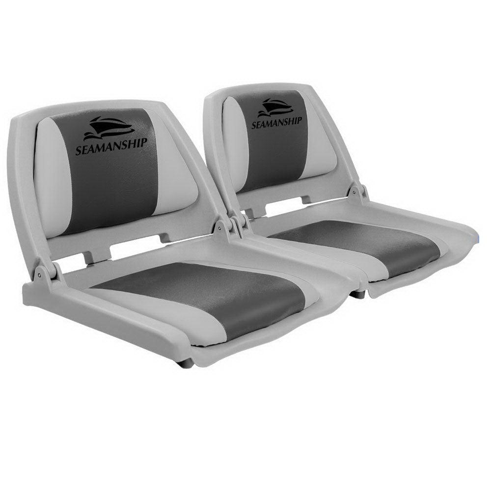 Seamanship Set of 2 Folding Swivel Boat Seats - Grey & Charcoal - John Cootes