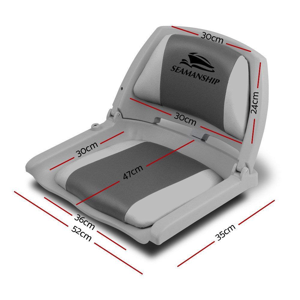 Seamanship Set of 2 Folding Swivel Boat Seats - Grey & Charcoal - John Cootes