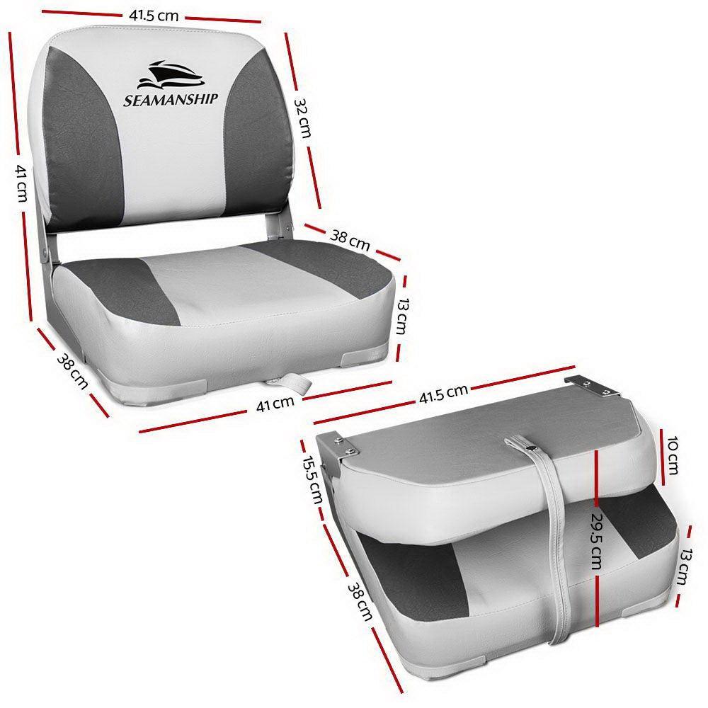 Seamanship Set of 2 Folding Swivel Boat Seats - Grey - John Cootes