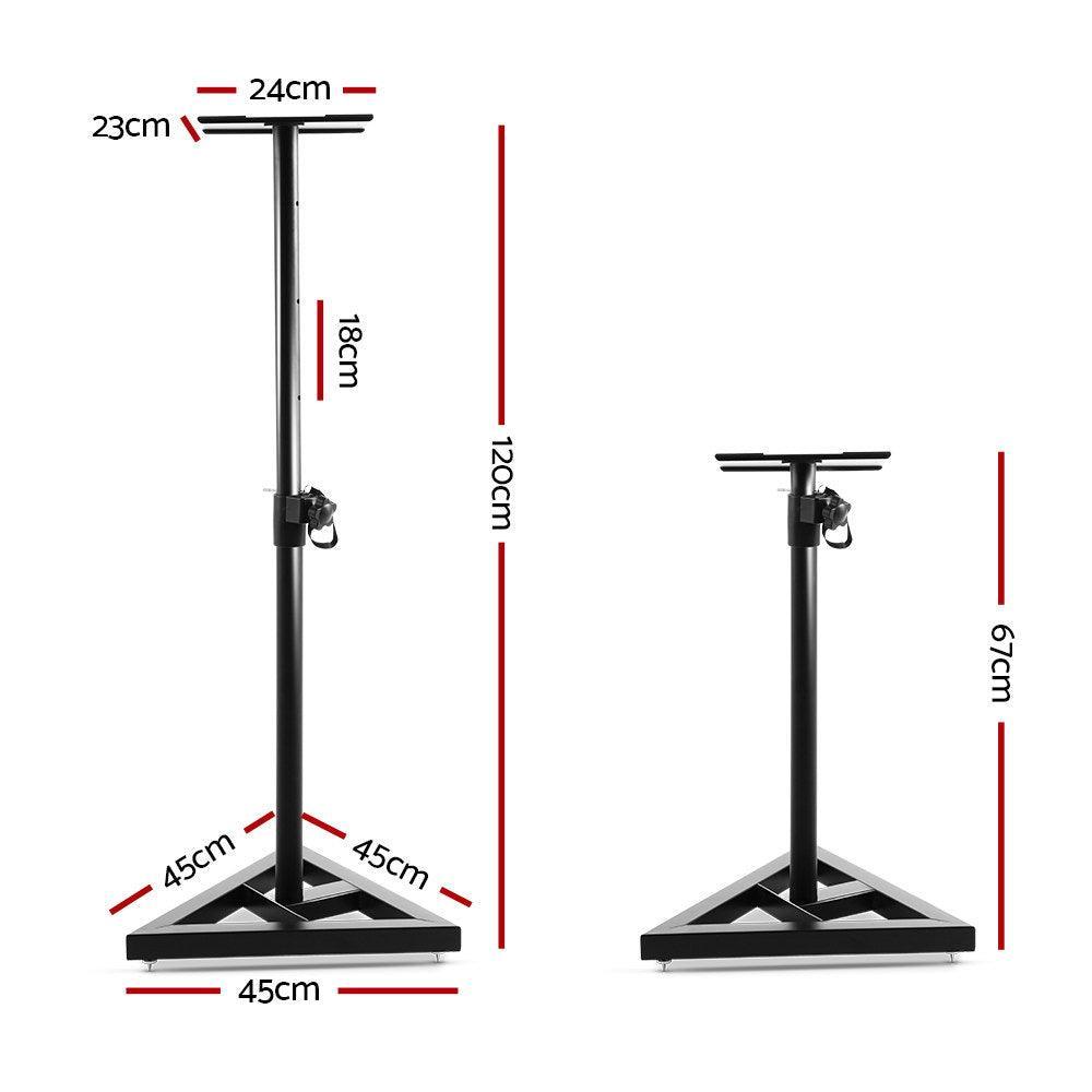 Set of 2 120CM Surround Sound Speaker Stand - Black - John Cootes