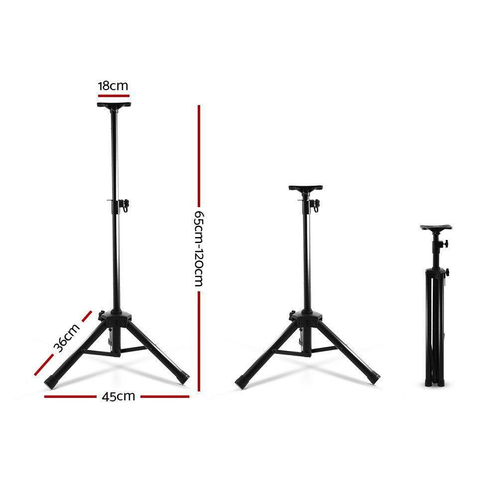 Set of 2 Adjustable 120CM Speaker Stand - Black - John Cootes