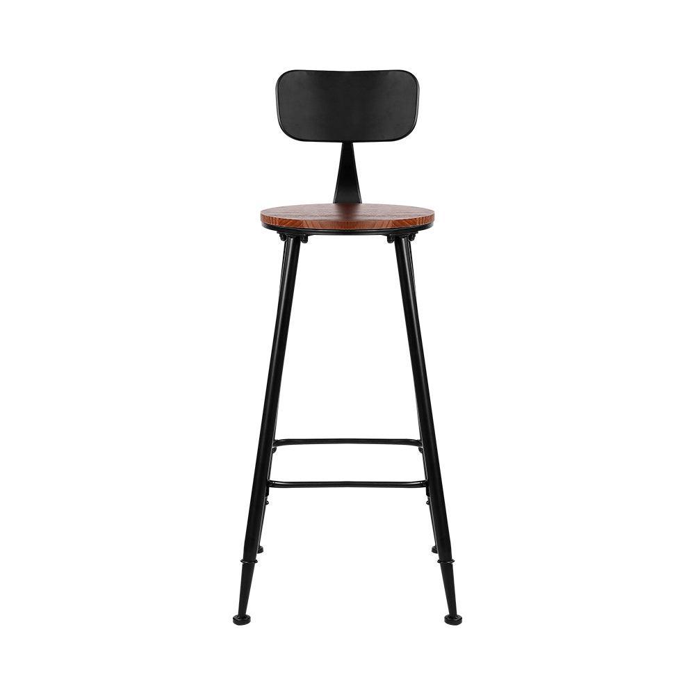 Set of 2 Artiss Bar Stools Pinewood Metal - Black and Wood - John Cootes