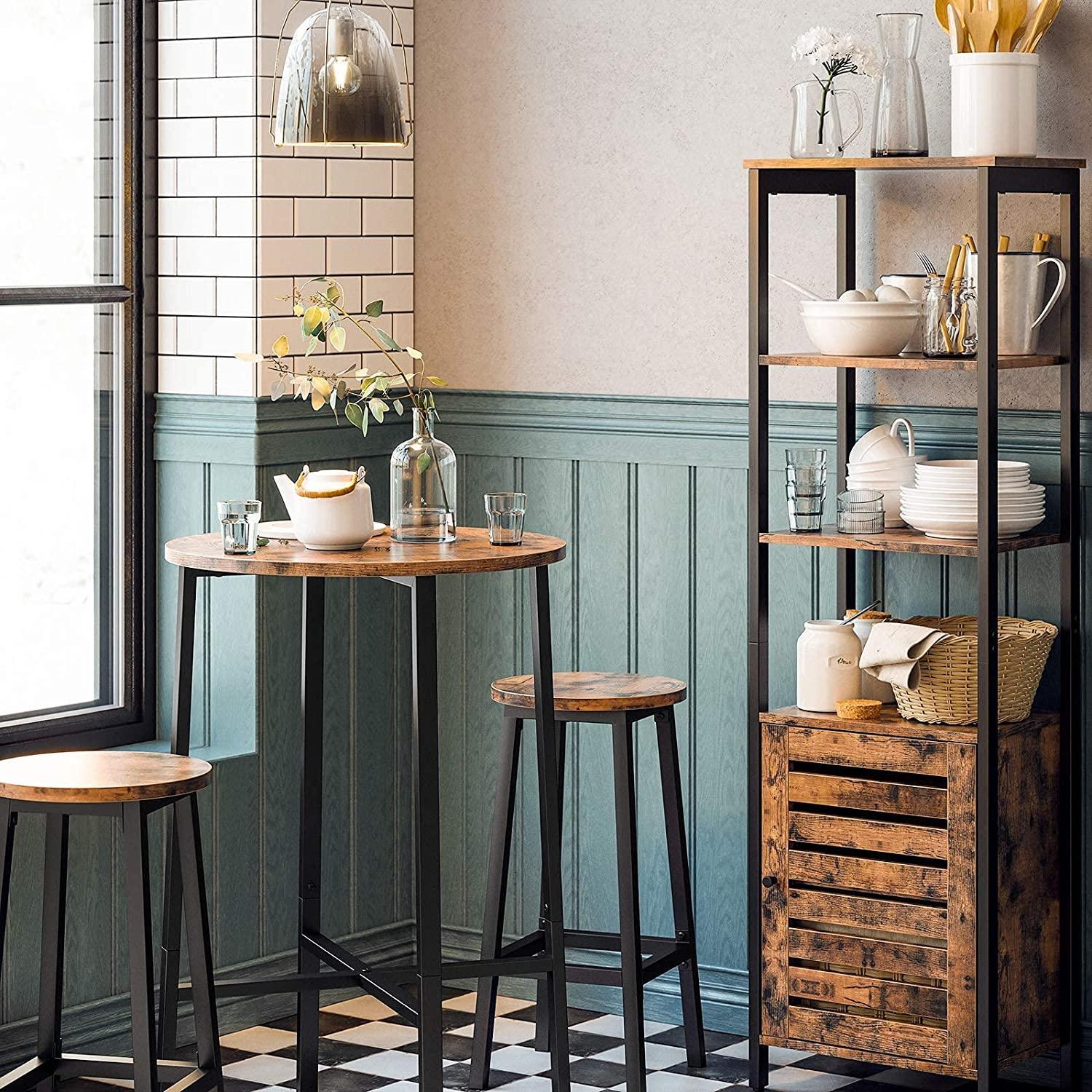 Set of 2 Bar Stools with Sturdy Steel Frame Rustic Brown and Black 65 cm Height - John Cootes