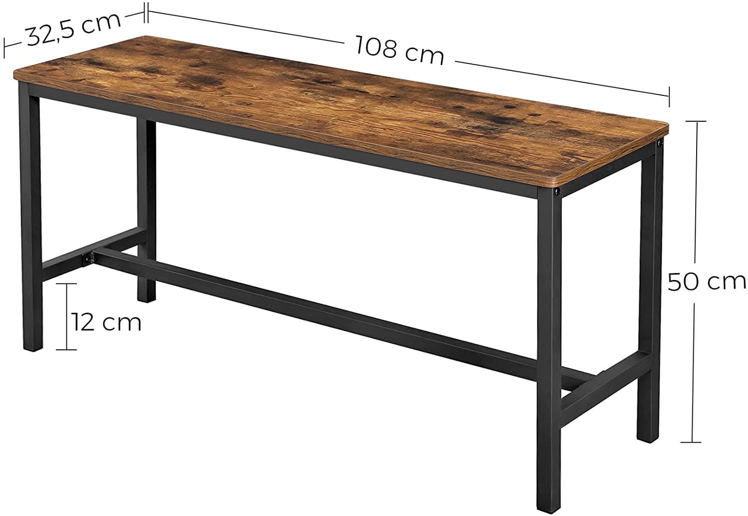 Set of 2 Table Benches Industrial Style Durable Metal Frame 108 x 32.5 x 50 cm Rustic Brown - John Cootes