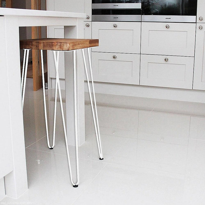 Set of 4 Industrial Retro Hairpin Table Legs 12mm Steel Bench Desk - 71cm White - John Cootes