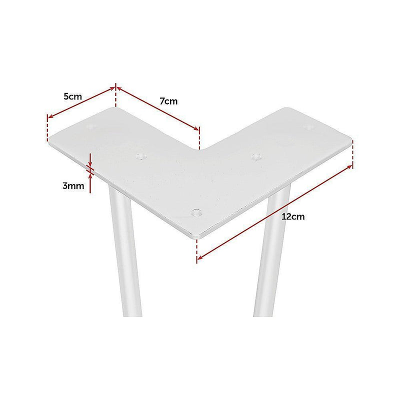 Set of 4 Industrial Retro Hairpin Table Legs 12mm Steel Bench Desk - 71cm White - John Cootes