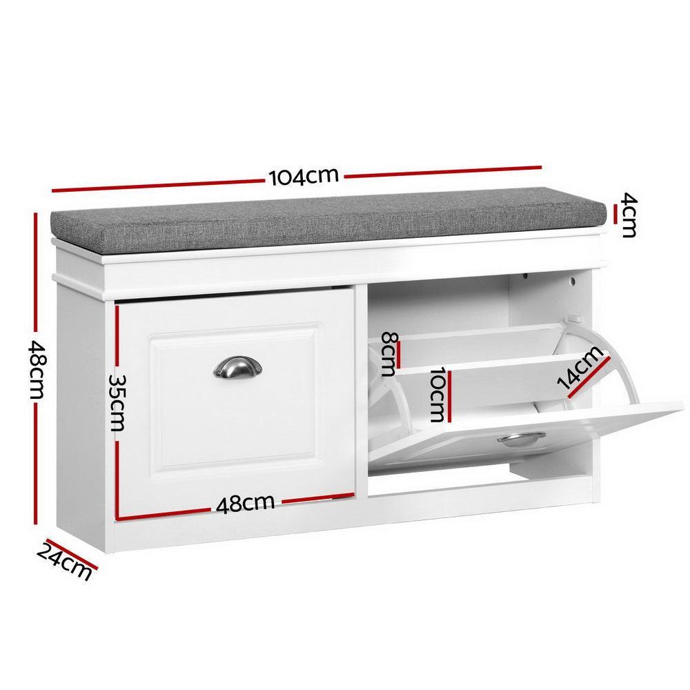 Shoe Cabinet Bench Shoes Storage Rack Organiser Drawer White Shelf 12 Pairs Box - John Cootes