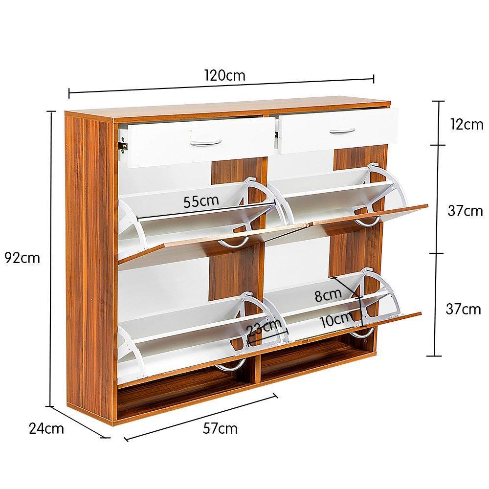 Shoe Cabinet Organizer Storage Rack 1200 x 240 x 920 - Brown - John Cootes