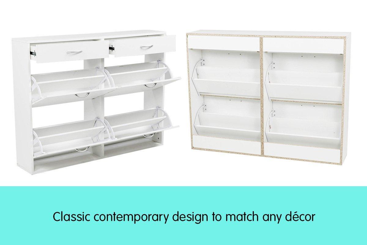 Shoe Cabinet Organizer Storage Rack 1200 x 240 x 920 - White - John Cootes