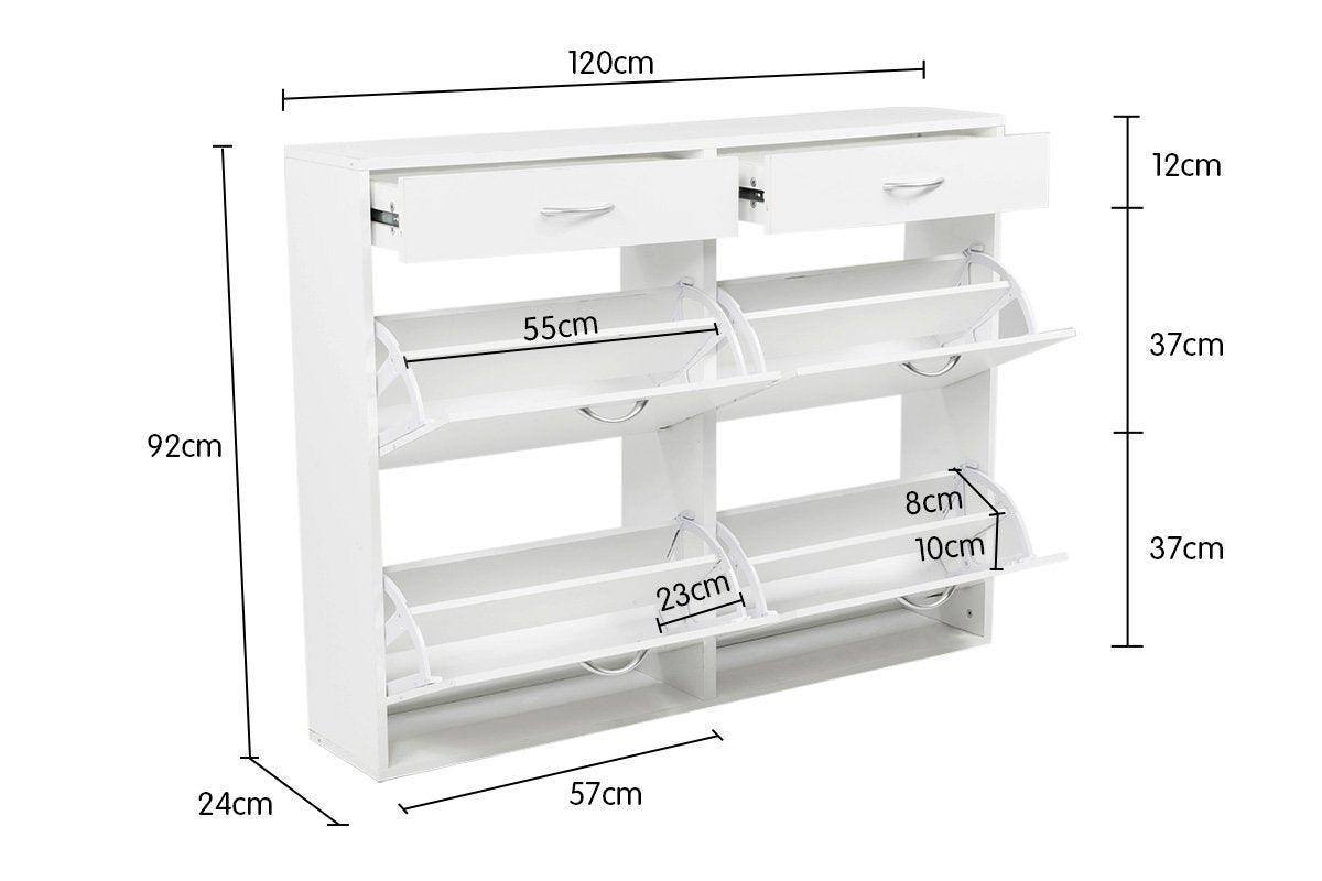 Shoe Cabinet Organizer Storage Rack 1200 x 240 x 920 - White - John Cootes