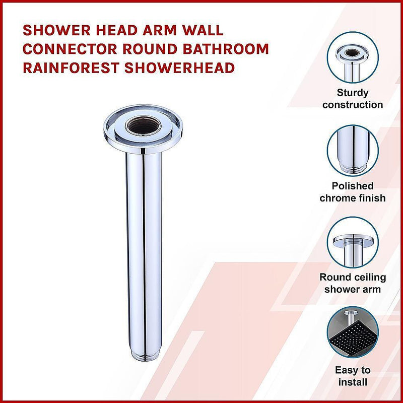 Shower Head Arm Wall Connector Round Bathroom Rainforest ShowerHead - John Cootes