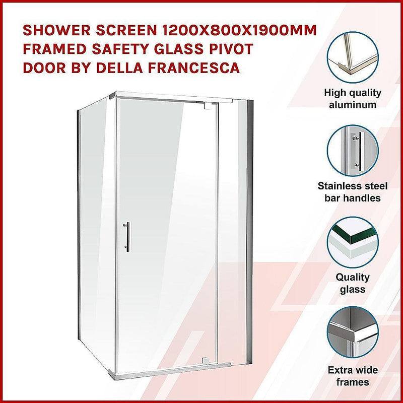 Shower Screen 1200x800x1900mm Framed Safety Glass Pivot Door By Della Francesca - John Cootes