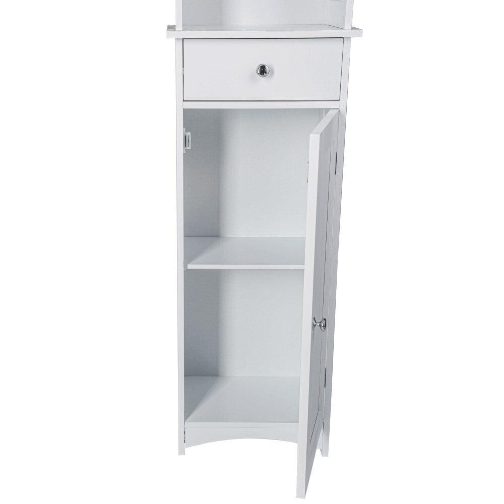 Sian Bathroom Tall Storage Cabinet Organiser - White - John Cootes