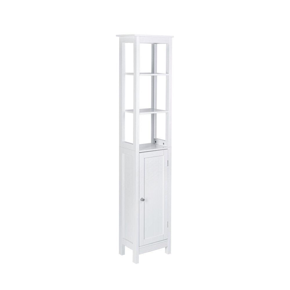 Sian Bathroom Tall Storage Cabinet Organiser With Shelves - White - John Cootes