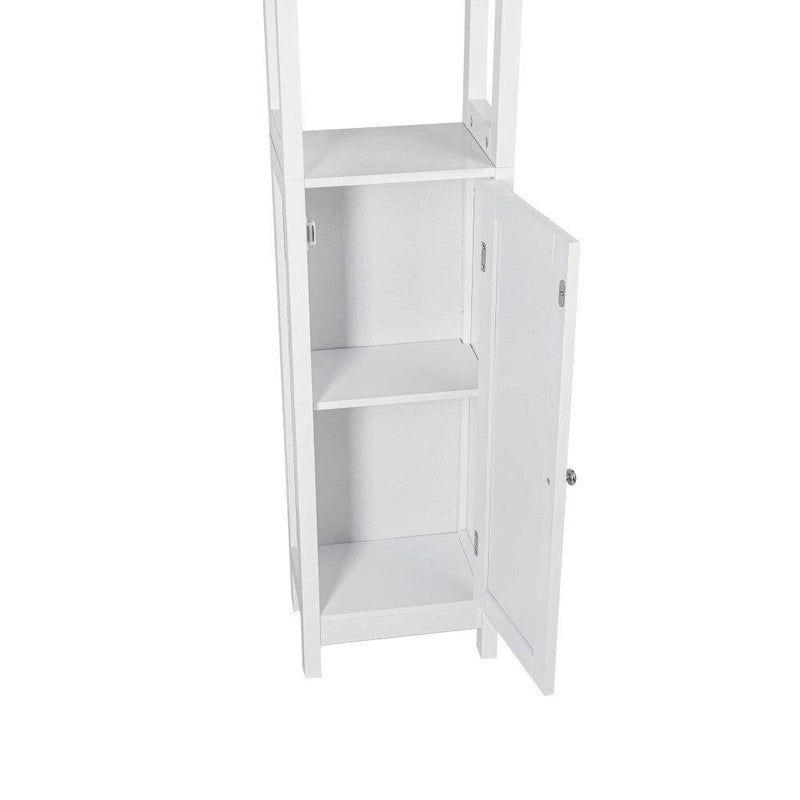 Sian Bathroom Tall Storage Cabinet Organiser With Shelves - White - John Cootes