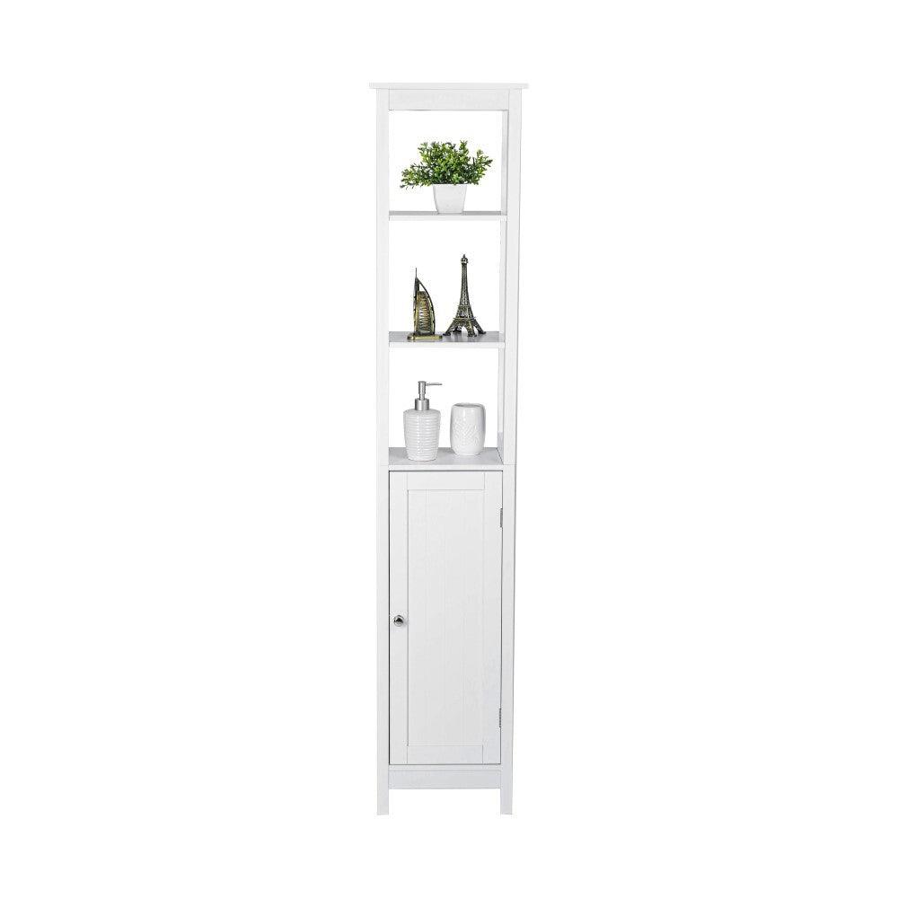 Sian Bathroom Tall Storage Cabinet Organiser With Shelves - White - John Cootes