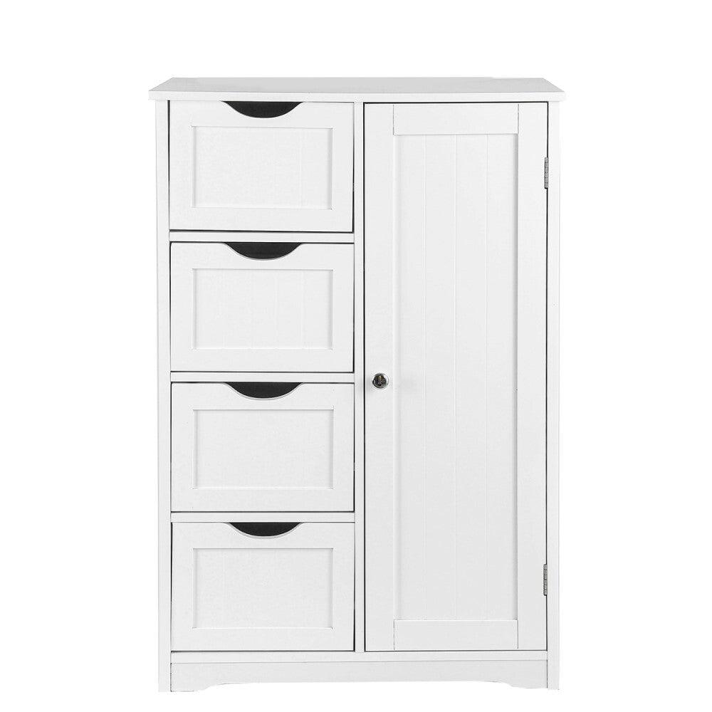 Sian Bathroom Tallboy Storage Cabinet - White - John Cootes