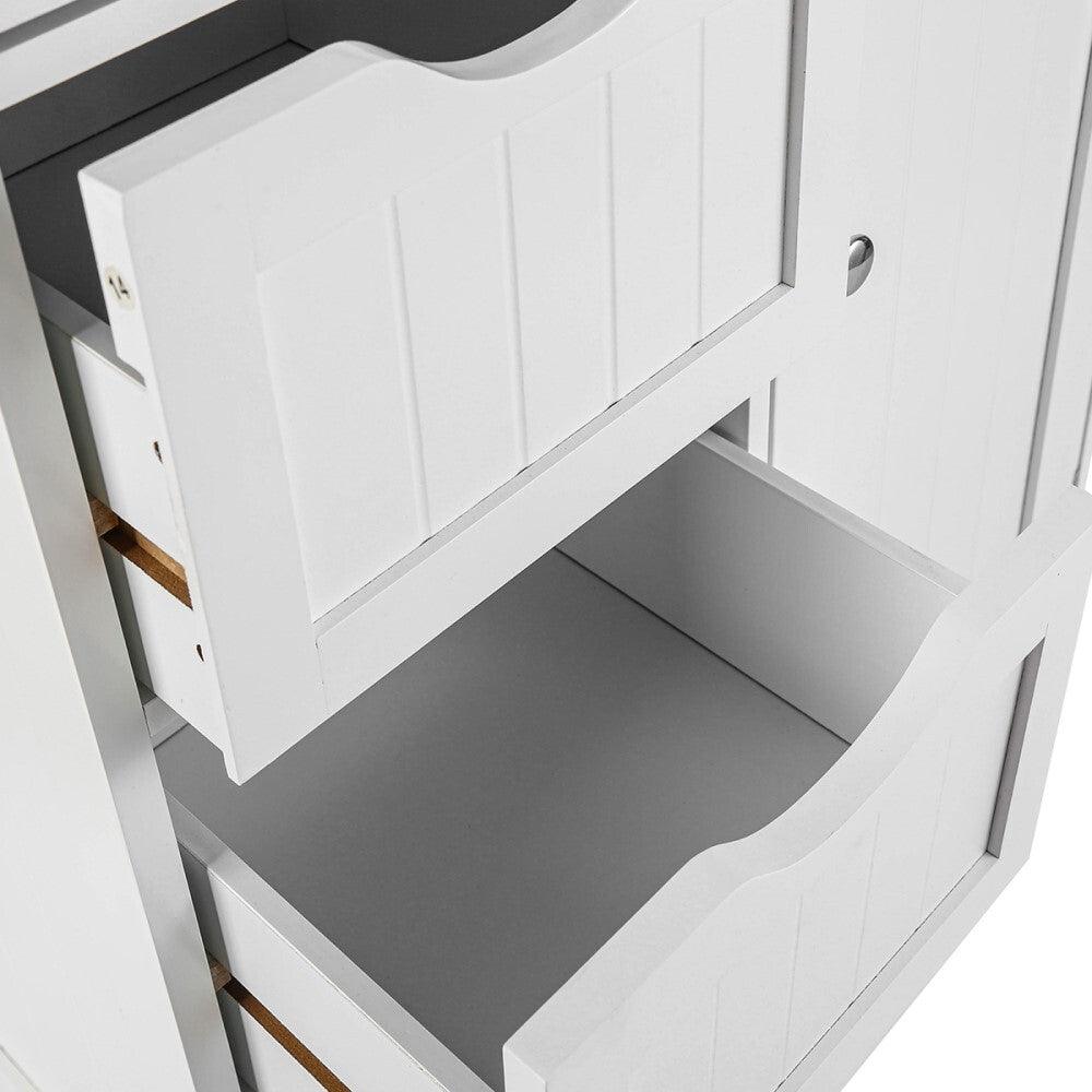 Sian Bathroom Tallboy Storage Cabinet - White - John Cootes