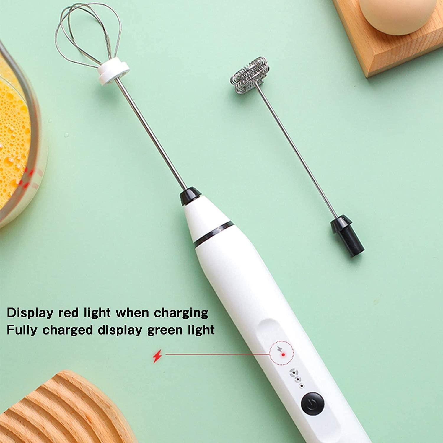 Silver Rechargeable Electric Milk Frother Handheld (3 Speeds) - John Cootes