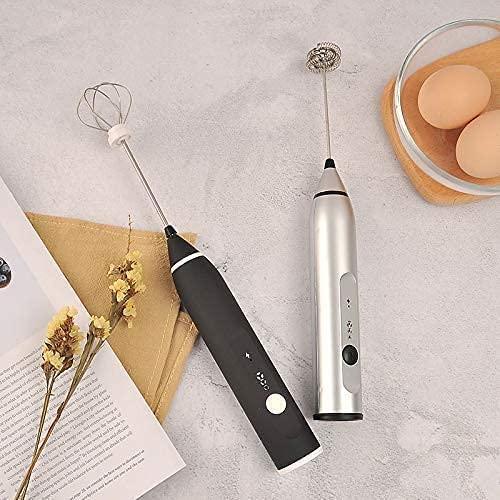 Silver Rechargeable Electric Milk Frother Handheld (3 Speeds) - John Cootes