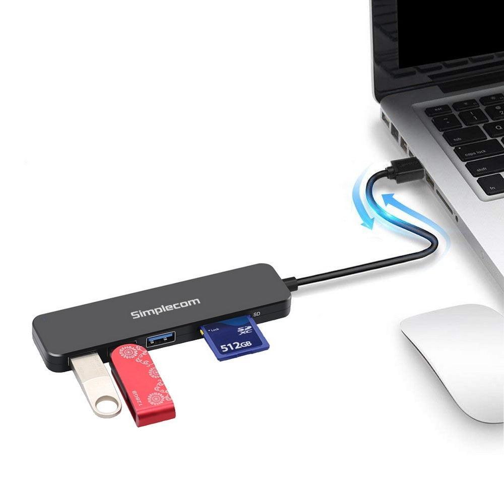 Simplecom CH365 SuperSpeed 3 Port USB 3.0 (USB 3.2 Gen 1) Hub with SD MicroSD Card Reader - John Cootes