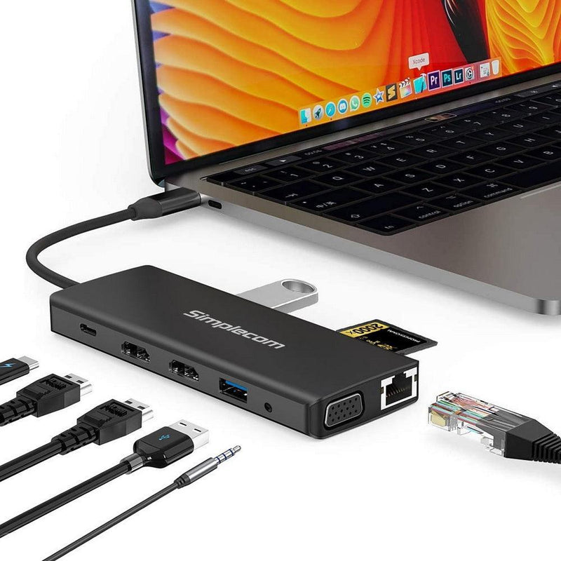Simplecom CHN612 USB-C 12-in-1 Multiport Docking Station Dual HDMI + VGA Triple Display Gigabit LAN - John Cootes