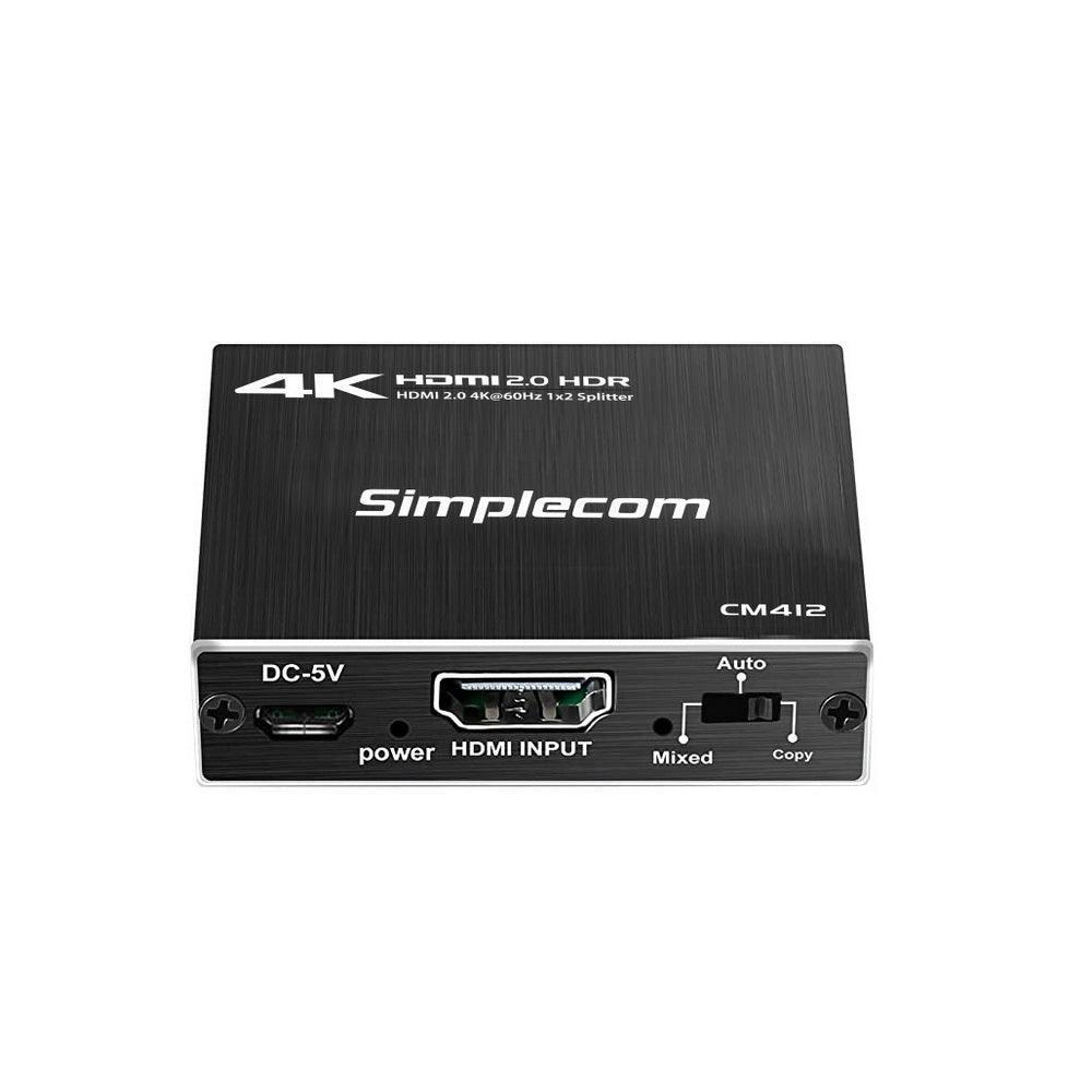 Simplecom CM412 HDMI 2.0 1x2 Splitter 1 IN 2 Out 4K@60Hz HDR10 2 Port HDMI Duplicator - John Cootes