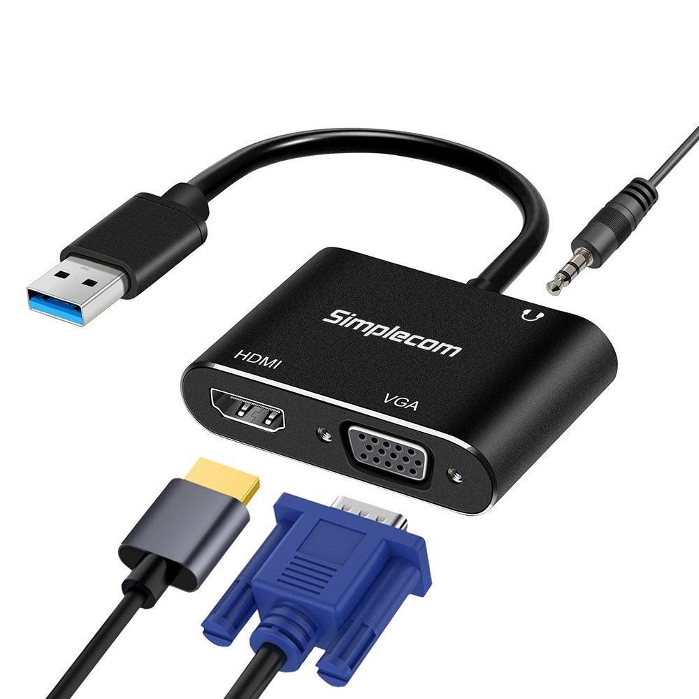 Simplecom DA316A USB to HDMI + VGA Video Card Adapter with 3.5mm Audio - John Cootes