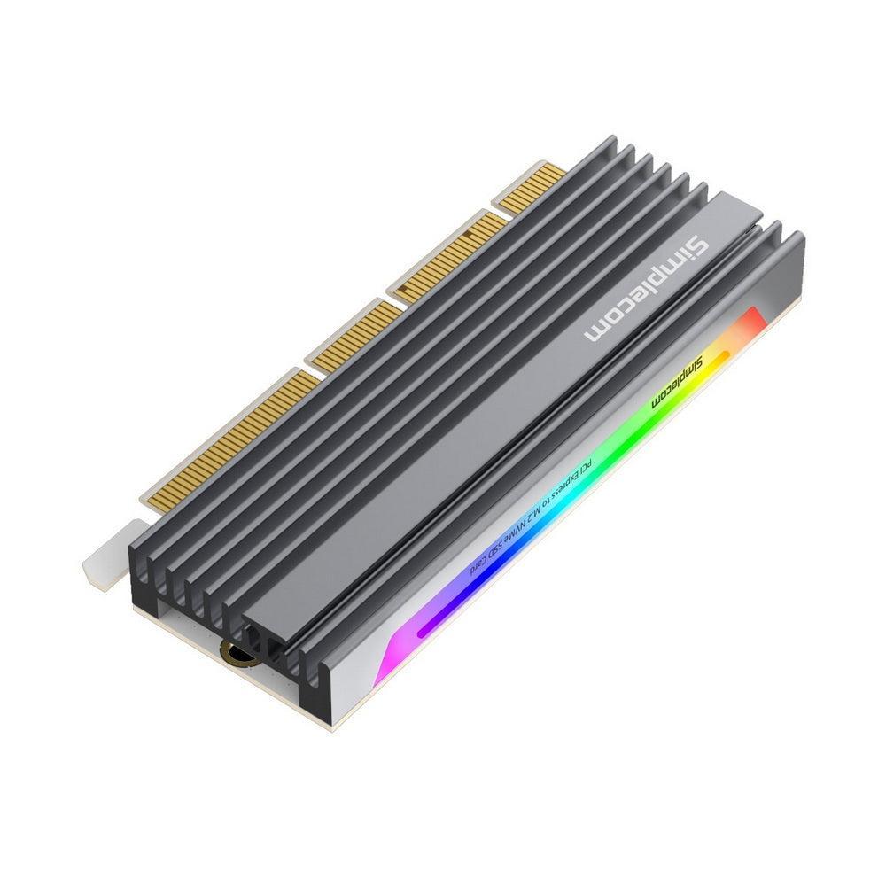 Simplecom EC415 NVMe M.2 SSD to PCIe x4 x8 x16 Expansion Card with Aluminium Heat Sink and RGB Light - John Cootes