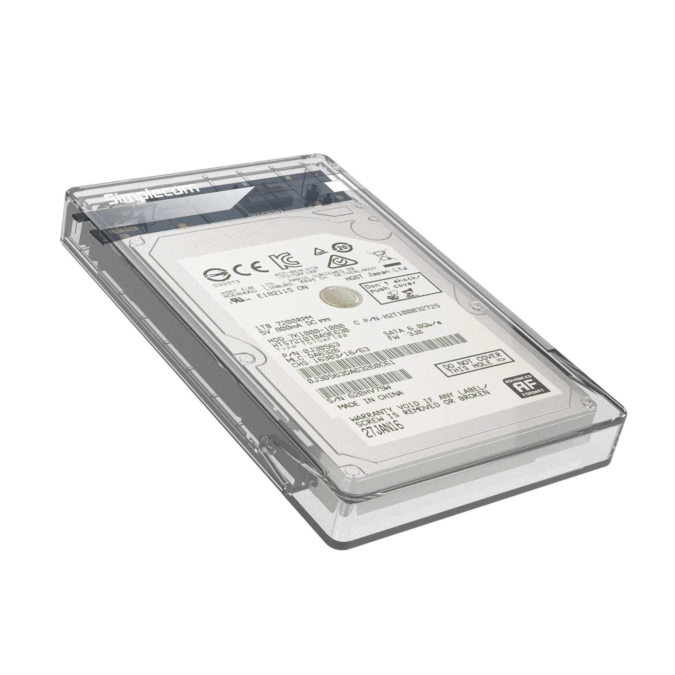 Simplecom SE203 Tool Free 2.5" SATA HDD SSD to USB 3.0 Hard Drive Enclosure Clear - John Cootes