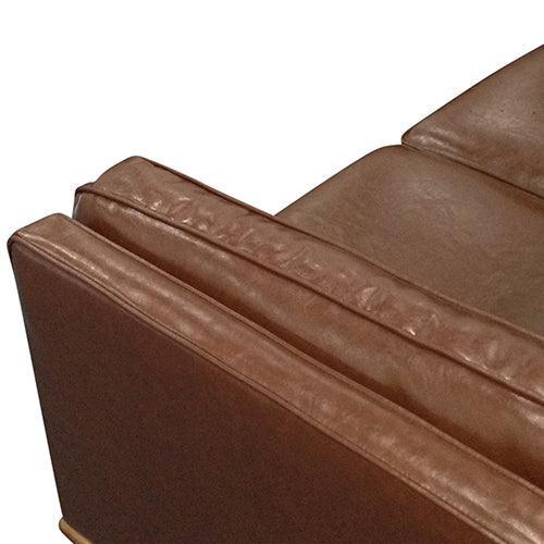 Single Seater Armchair Faux Leather Sofa Modern Lounge Accent Chair in Brown with Wooden Frame - John Cootes