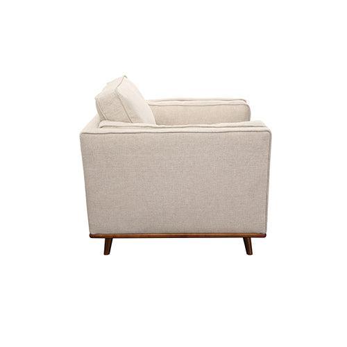 Single Seater Armchair Sofa Modern Lounge Accent Chair in Beige Fabric with Wooden Frame - John Cootes