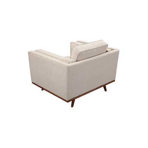 Single Seater Armchair Sofa Modern Lounge Accent Chair in Beige Fabric with Wooden Frame - John Cootes