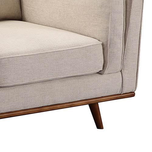 Single Seater Armchair Sofa Modern Lounge Accent Chair in Beige Fabric with Wooden Frame - John Cootes