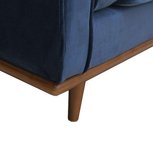 Single Seater Armchair Sofa Modern Lounge Accent Chair in Soft Blue Velvet with Wooden Frame - John Cootes