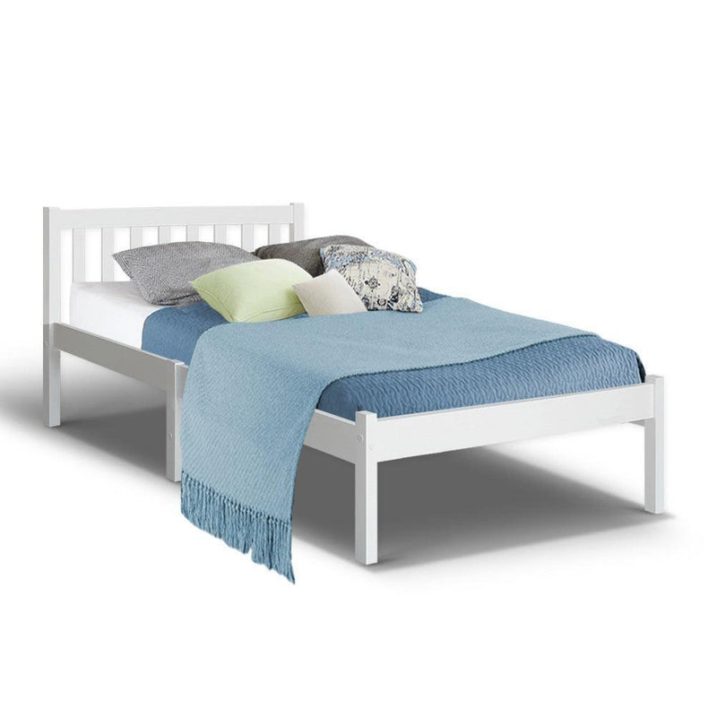 Single Size Wooden Bed Frame - White - John Cootes