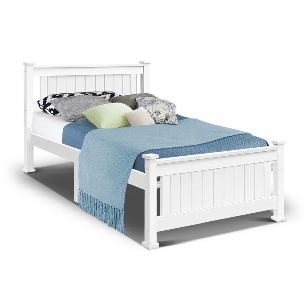 Single Size Wooden Bed Frame - White - John Cootes