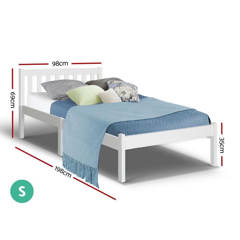 Single Size Wooden Bed Frame - White - John Cootes