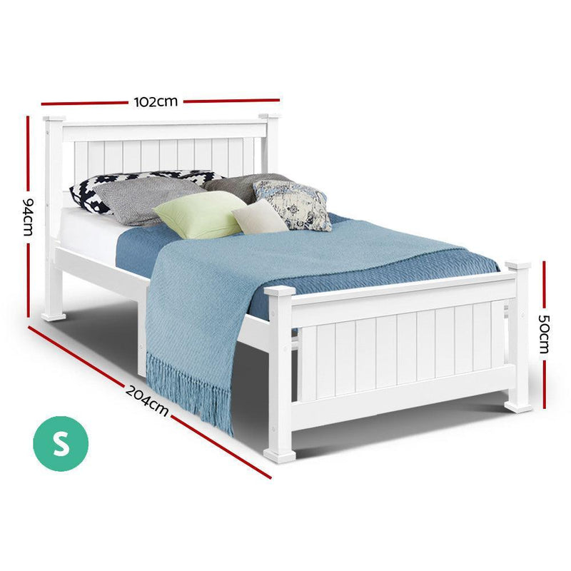 Single Size Wooden Bed Frame - White - John Cootes