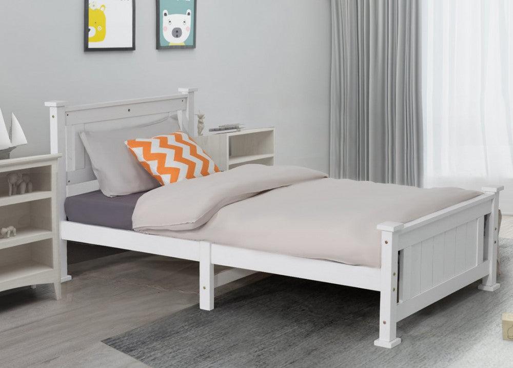 Single Solid Pine Timber Bed Frame – White - John Cootes
