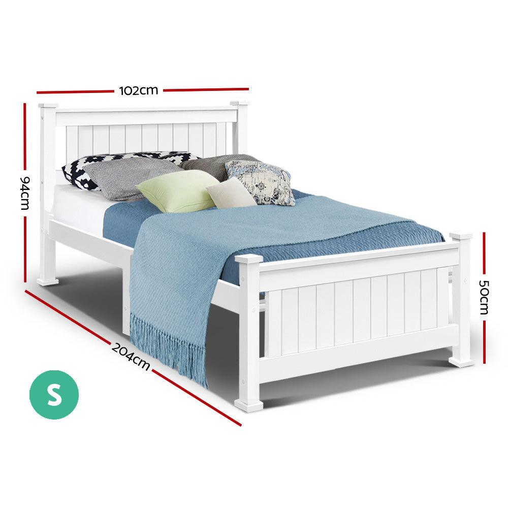 Single Solid Pine Timber Bed Frame – White - John Cootes