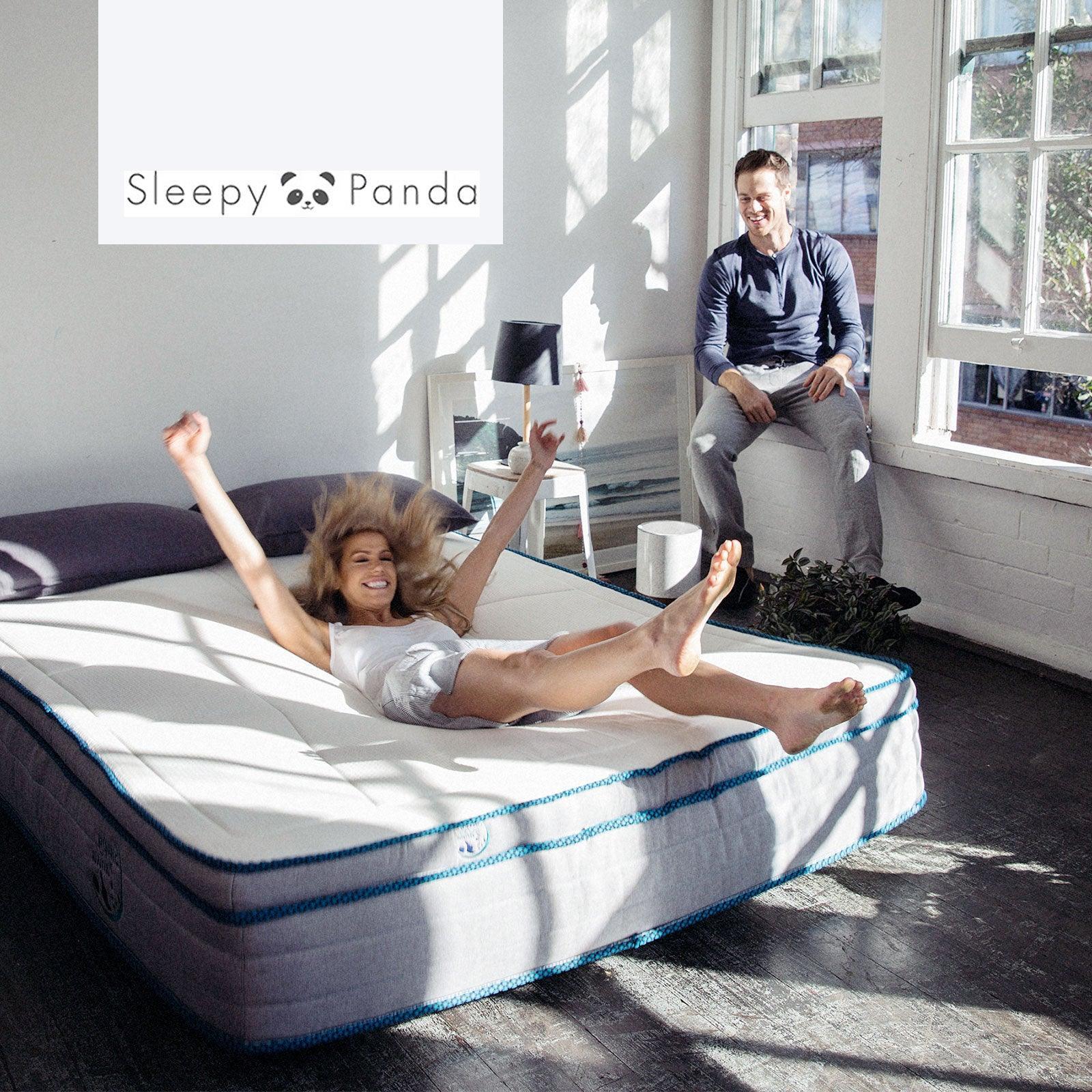 Sleepy Panda Mattress 5 Zone Pocket Spring EuroTop Medium Firm 30cm Thickness - King Single - White Grey Blue - John Cootes