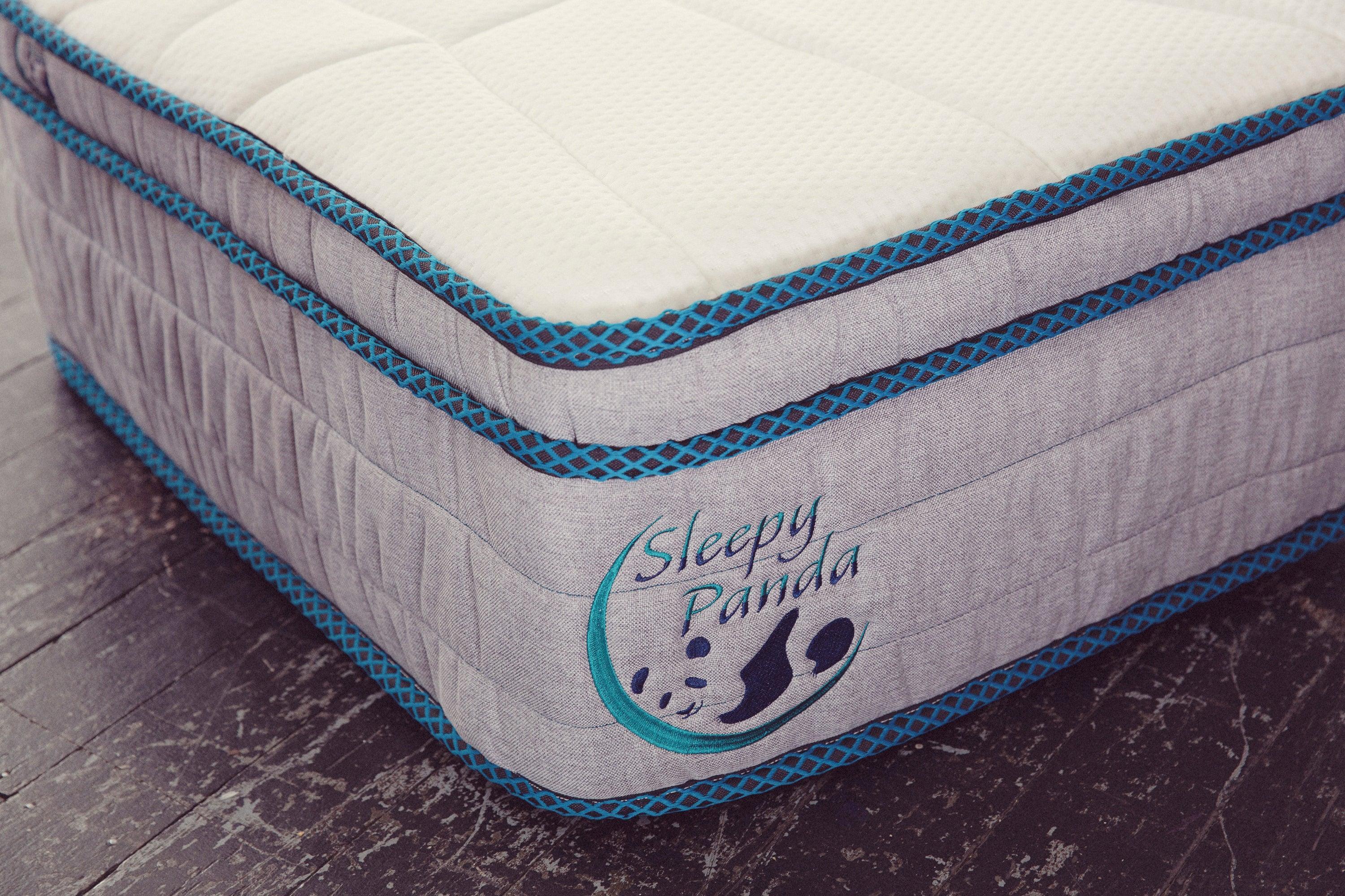 Sleepy Panda Mattress 5 Zone Pocket Spring EuroTop Medium Firm 30cm Thickness - Single - White Grey Blue - John Cootes