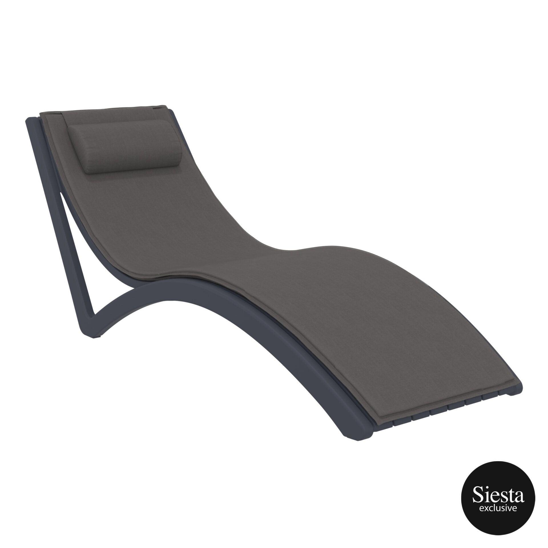 Slim Sunlounger - Anthracite with Dark Grey Cushion and Pillow - John Cootes