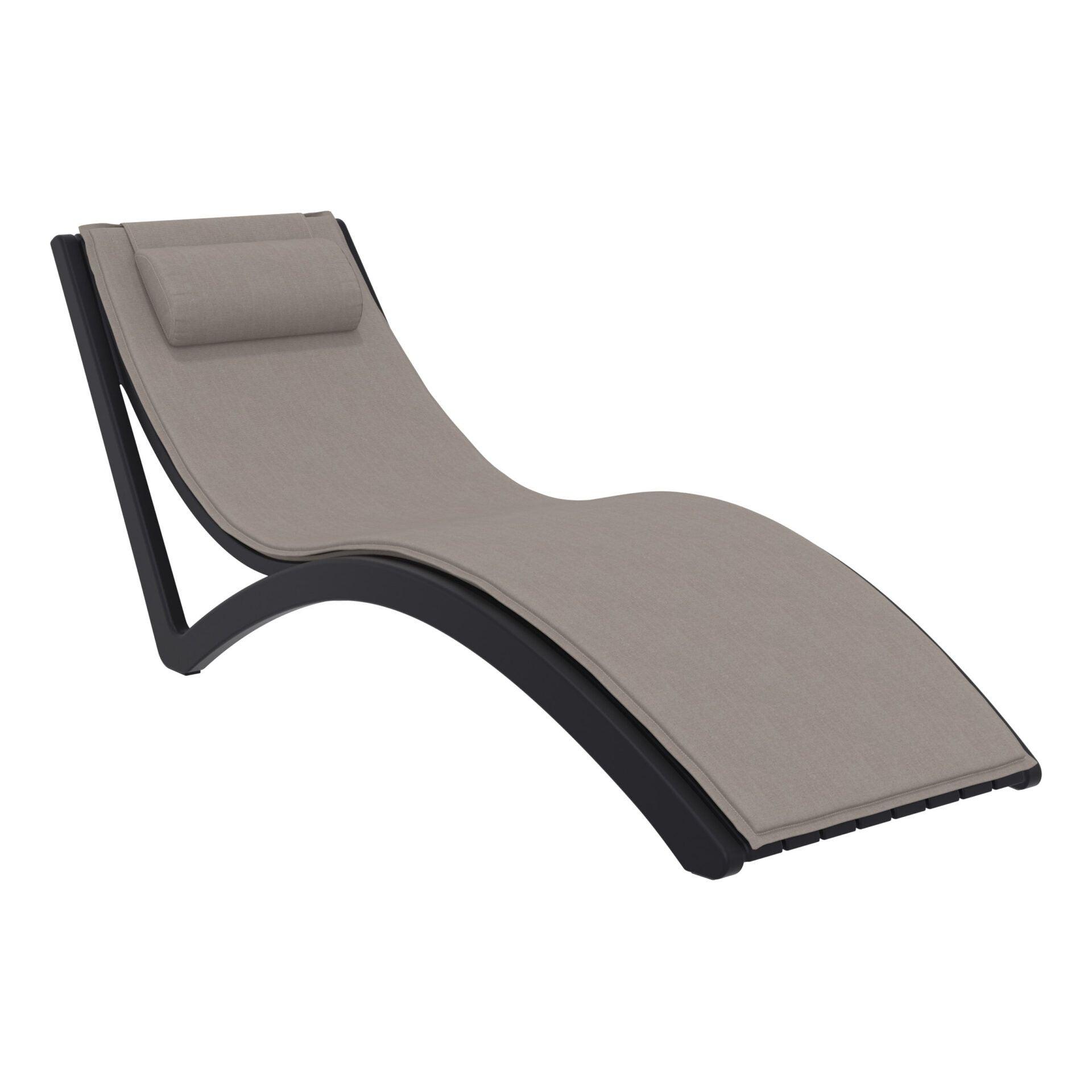 Slim Sunlounger - Black with Light Brown Cushion and Pillow - John Cootes