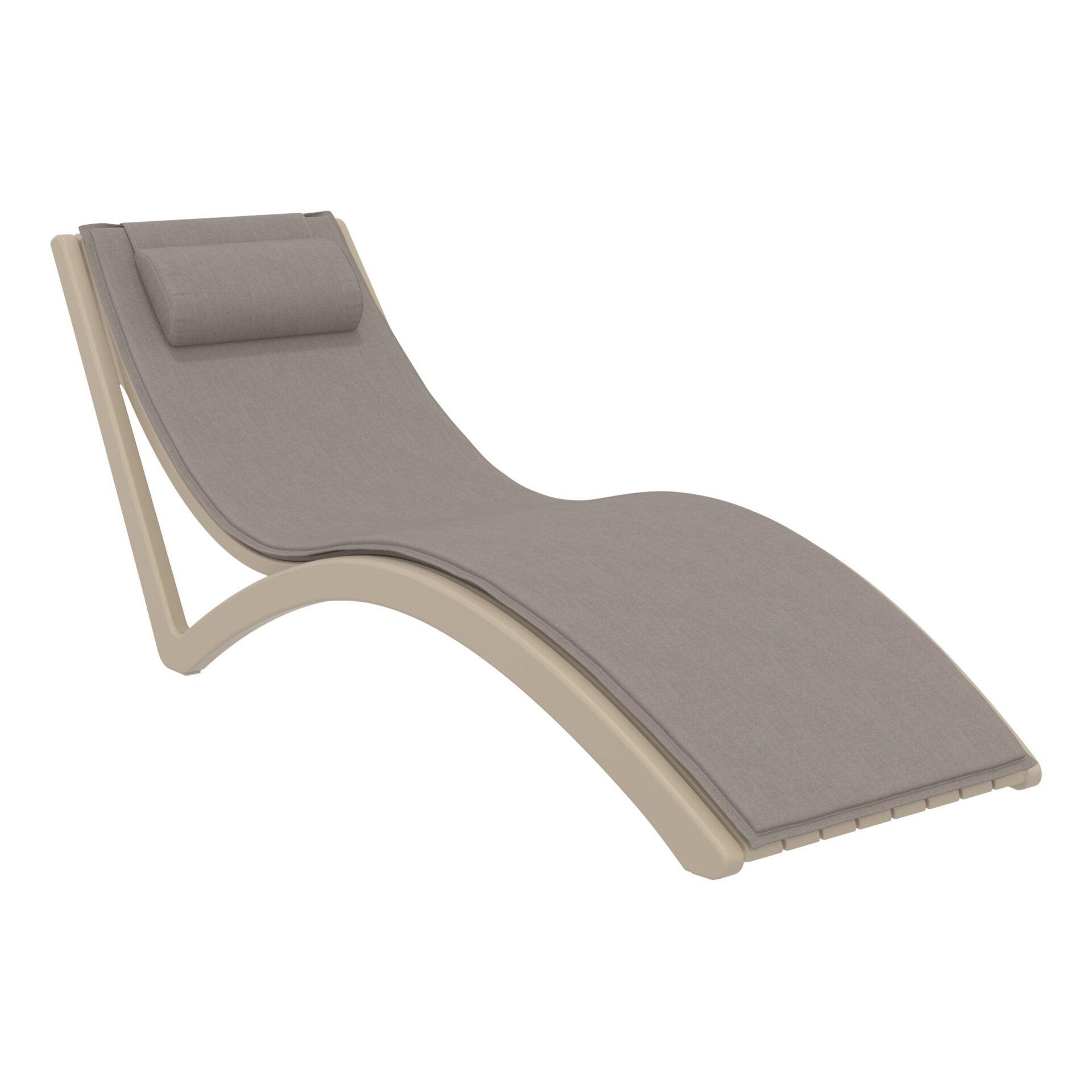 Slim Sunlounger - Taupe with Light Brown Cushion and Pillow - John Cootes