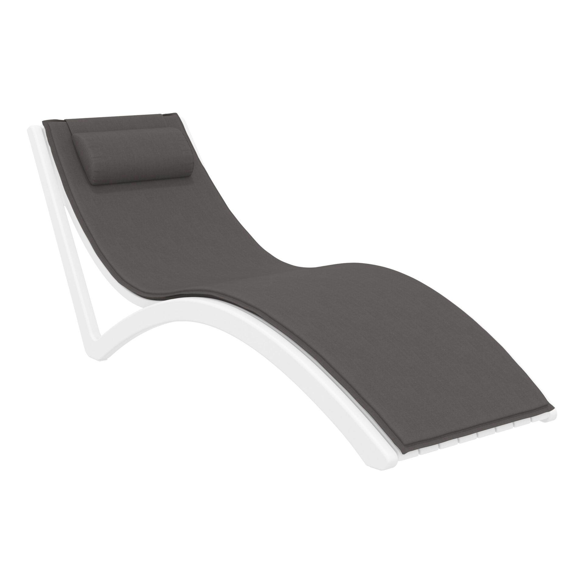 Slim Sunlounger - White with Dark Grey Cushion and Pillow - John Cootes