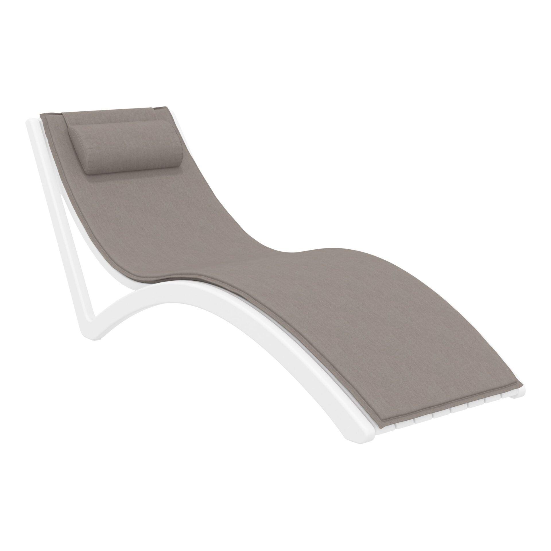 Slim Sunlounger - White with Light Brown Cushion and Pillow - John Cootes