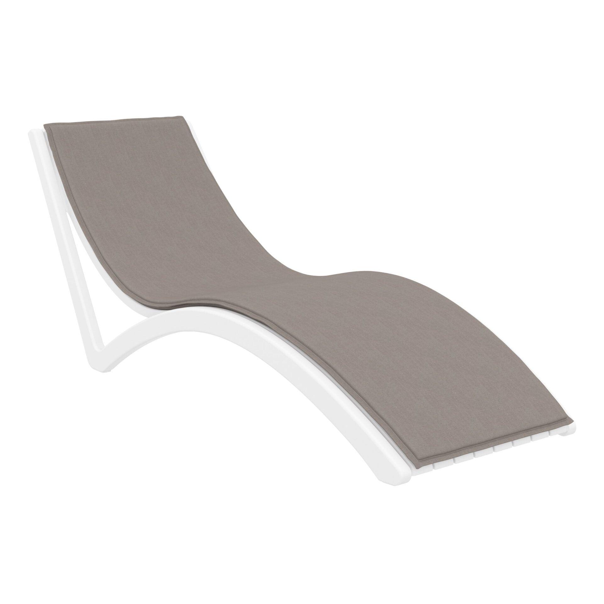 Slim Sunlounger - White with Light Brown Cushion - John Cootes